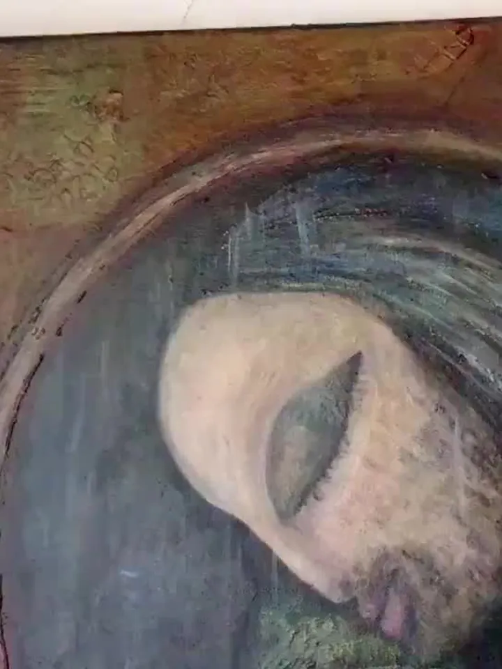 One of a kind painting- fantasy man with a green cat,original acrylic painting.Stretched canvas.