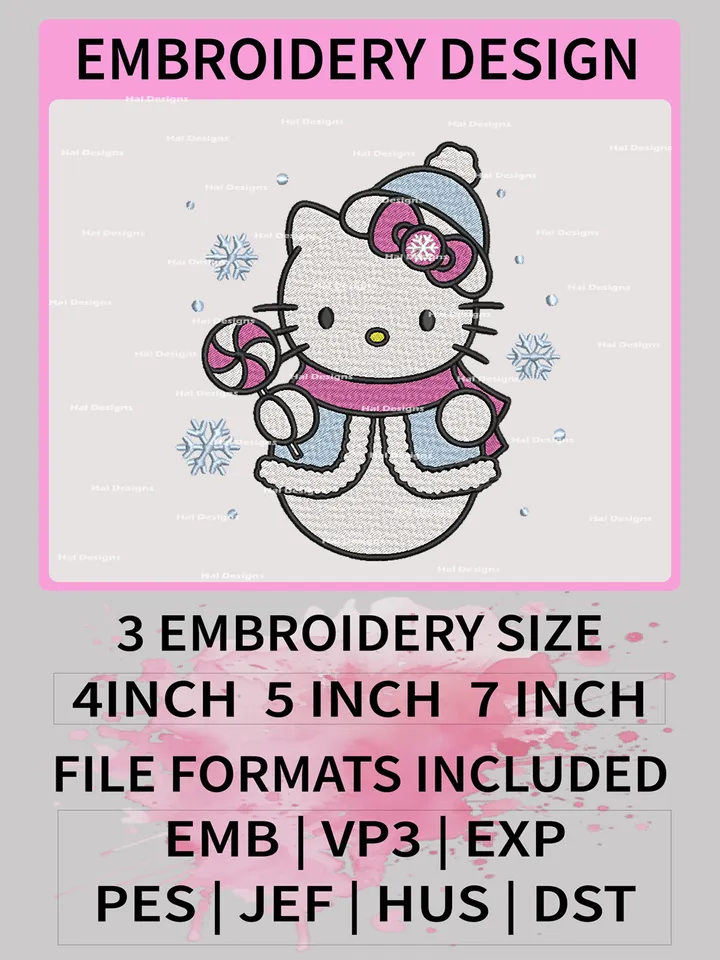 Hello Kitty Snowman Embroidery Designs, Hello Kitty Machine Embroidery Design, Embroidery Design,Embroidery Machin