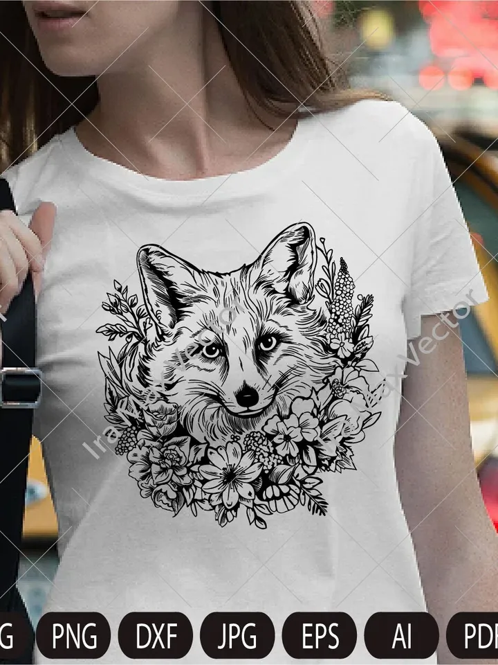 FOX Face svg /Fox in flowers/ Fox Head svg / Fox svg /Fox Mascot svg / Fox Printable / INSTANT DOWNLOAD