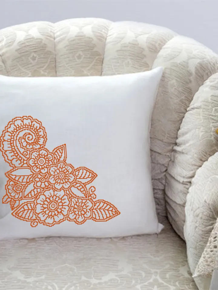 Flower mandala cross stitch pattern download PDF Flower corner cross stitch chart, Floral mandala pattern digital PDF, Flower ornament #M37