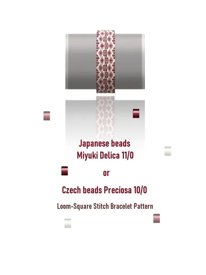 Cuff Bracelet patterns in Loom-Square Stitch technique for Miyuki Delicas and Preciosa. Instant Download