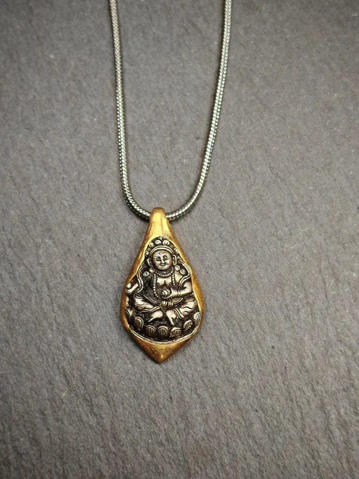 Gandhanra Handmade Tibetan Buddhist Amulet Necklace | Yellow Jambhala Protection Necklace for Wealth | Unique Spiritual Jewelry