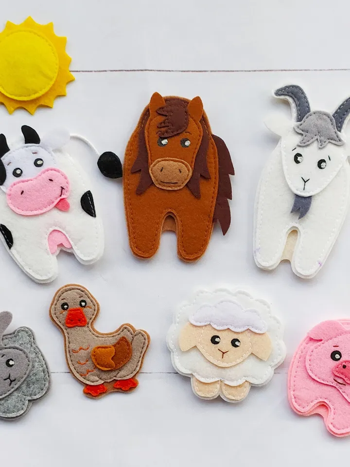 Felt farm animals pattern, Felt finger puppet toys pattern, Farm Quiet Book Pattern, Felt sewing pattern PDF for toddler
