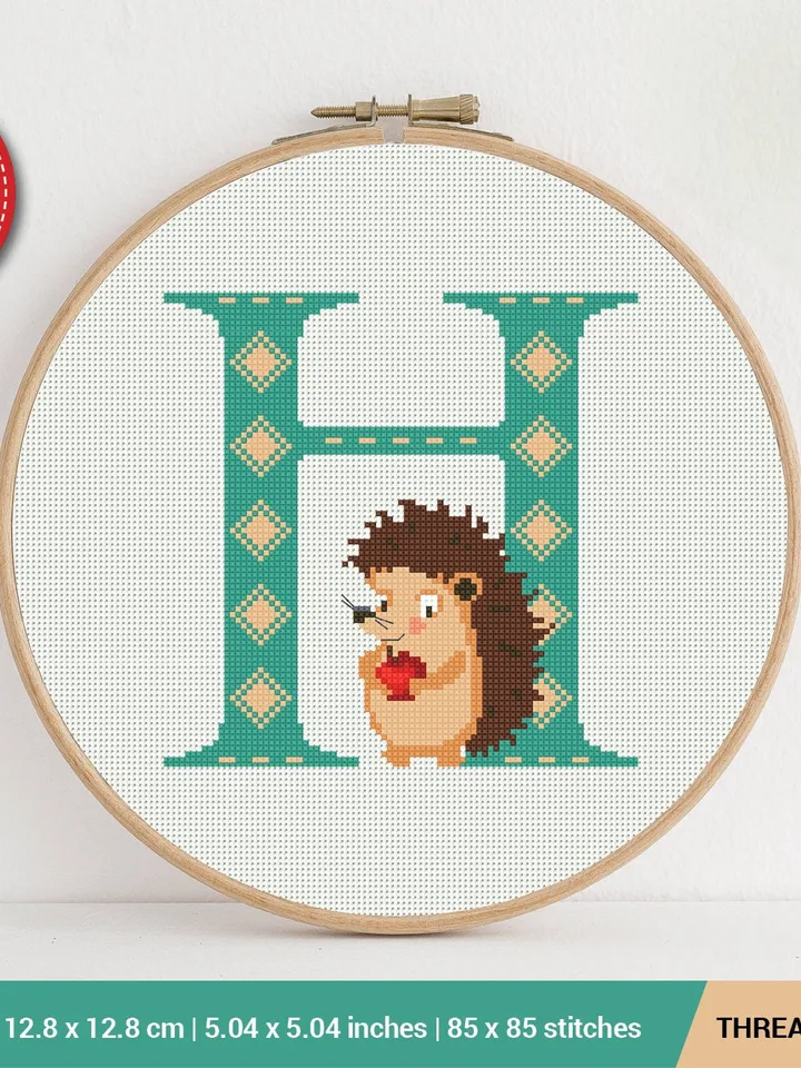 Letter H Hedgehog ABC Cross stitch pattern | Embroidery Pattern | Instant Download | Embroidery Designs