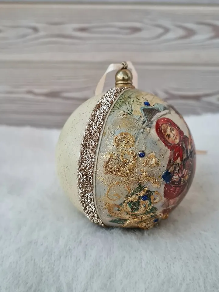 Handmade Christmas decoration ornament, Authentic illustration of farm children