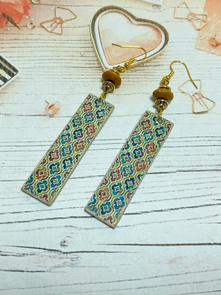 Handmade earrings. Individual design. Wooden earrings.