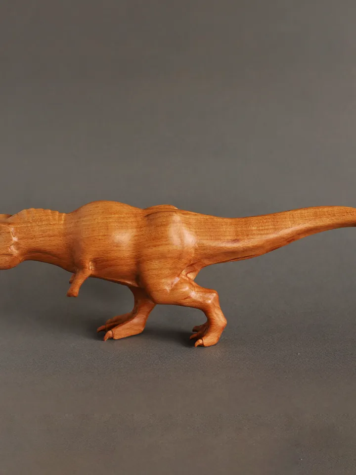 Wooden hand carved dinosaur tyranasaurus rex