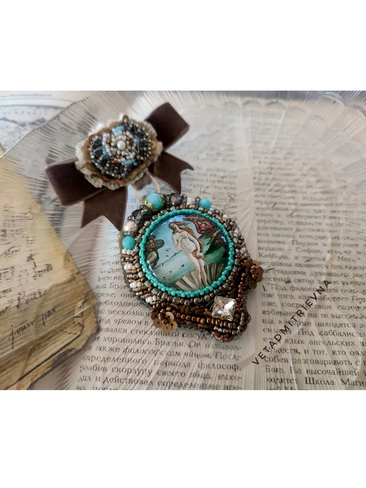 Brooch Order Birth of Venus by Sandro Botticelli Renaissance Jewelry Baroque Style Vintage Art Famous Painting Artists Aphrodite