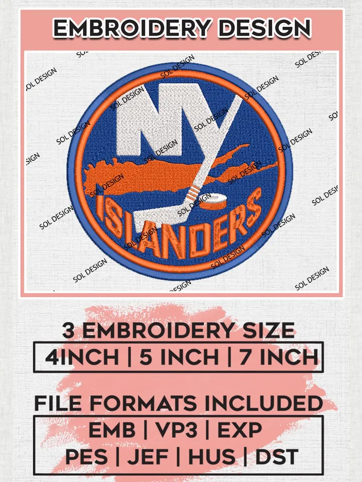 New York Islanders Machine Embroidery Files, NHL New York Islanders Embroidery Designs, NHL New York Logo, NHL Embroidery Design, Hockey Team, Digital Download