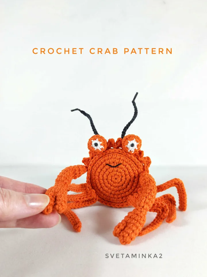 Crochet Crab Pattern Amigurumi Stuffed Toy. Digital Download. PDF.