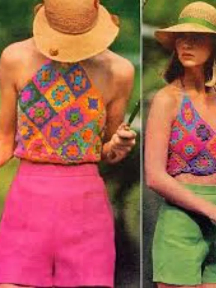 Top granny square , Crochet top patterns , granny square  top, halter top crochet pattern  PDF