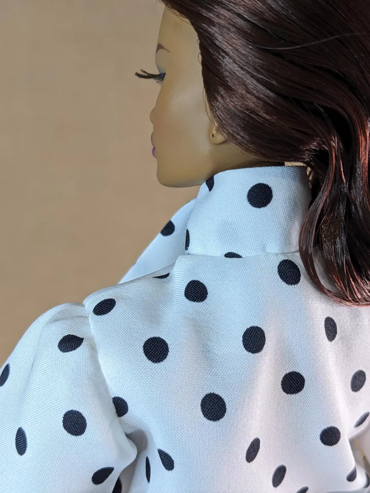 Handmade classic polka dot blouse for 16-inch Fashion Royalty dolls - FR16