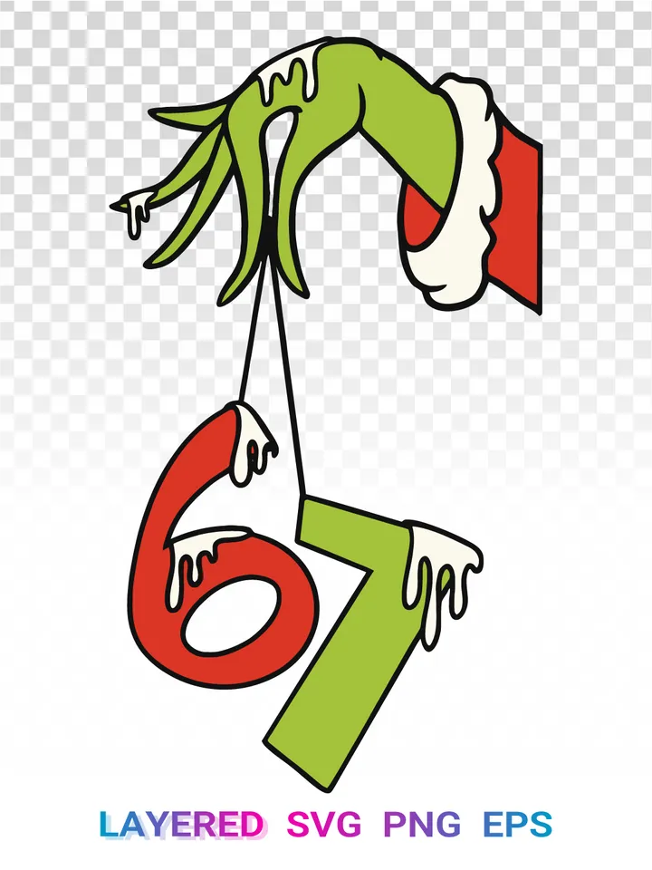 Grinch 6 7 PNG, Six Seven Meme SVG, Grinch Hand Clipart