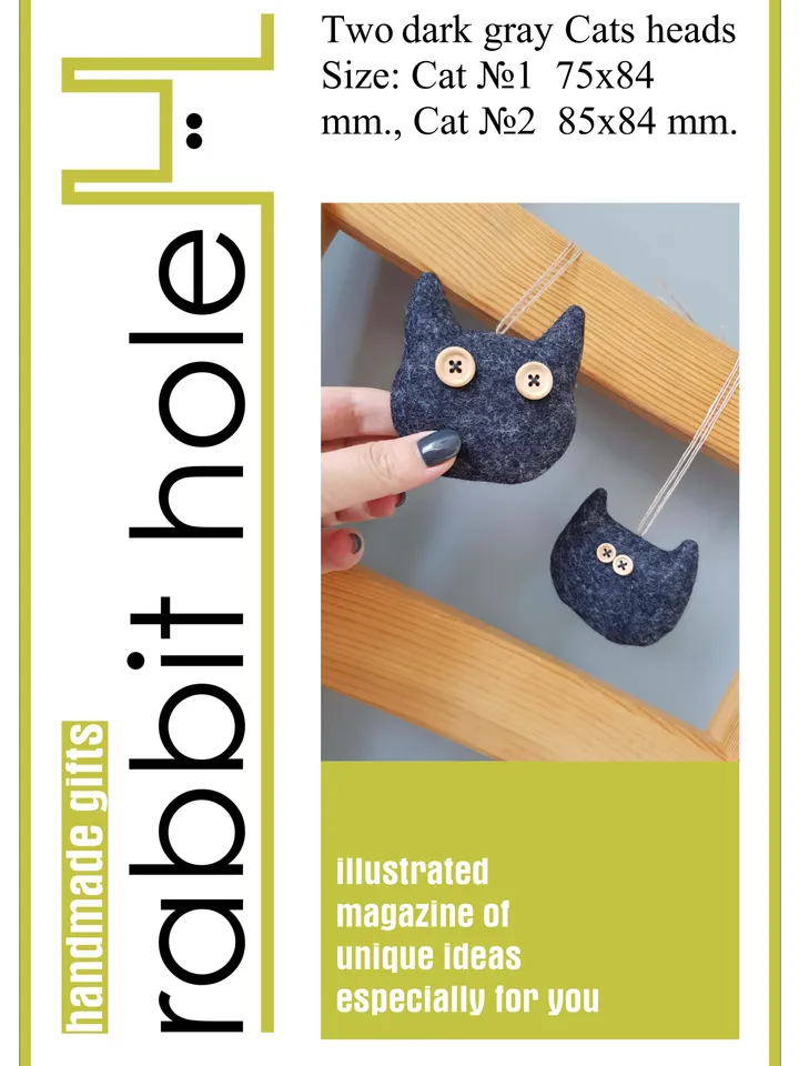 2 Felt Cats sewing patterns PDF, Halloween decor diy