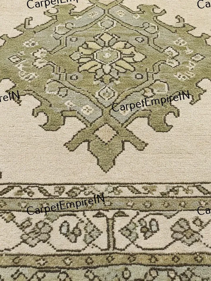Exquisite Green floral Oushak Hand Knotted Rug4x6,5x8,6x9,8x10,9x12,10x14, Handmade Rugs for Living Room-Antique Contemporary rug,kids rug.