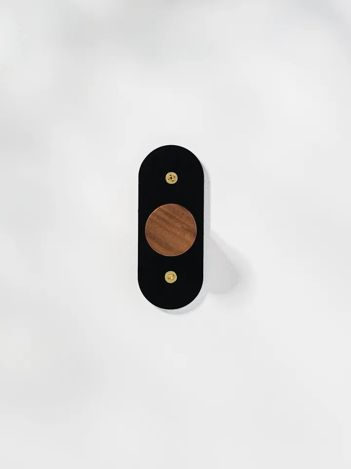Black + Walnut Minimalist Metal and Wood Wall Mounted Coat hook