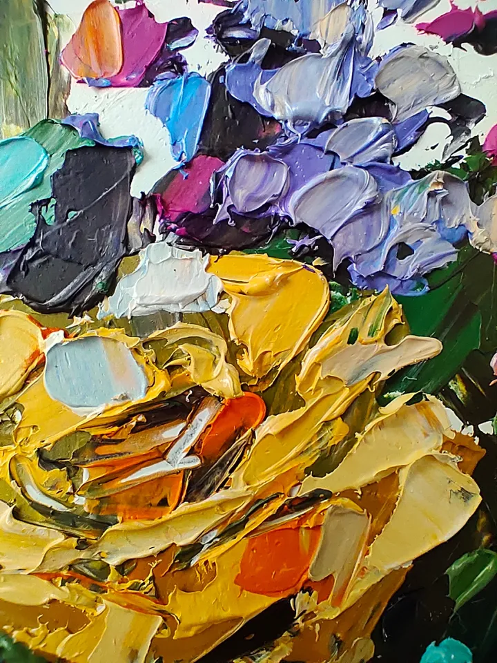Floral painting Flower Original Art 6 by 6 Rose impasto artwork by Natalia Plotnikova