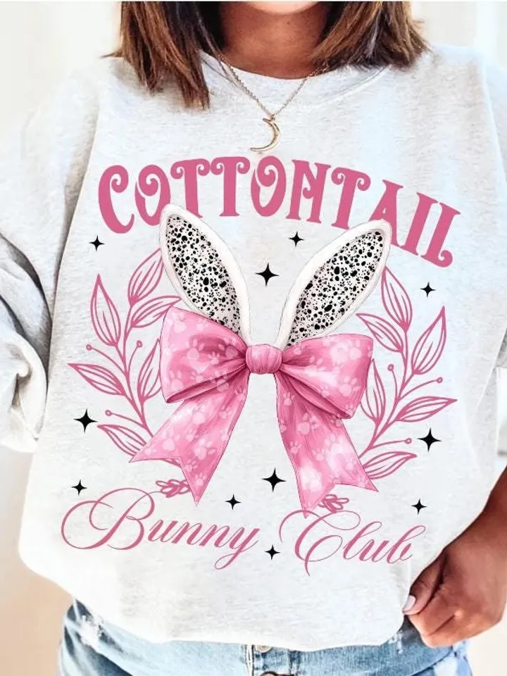 Cottontail Bunny Club Png, Easter Bunny Coquette PNG | Easter Day Png | Happy Easter Png | Easter Brushstroke Png Coquette Easter Bunny Ears