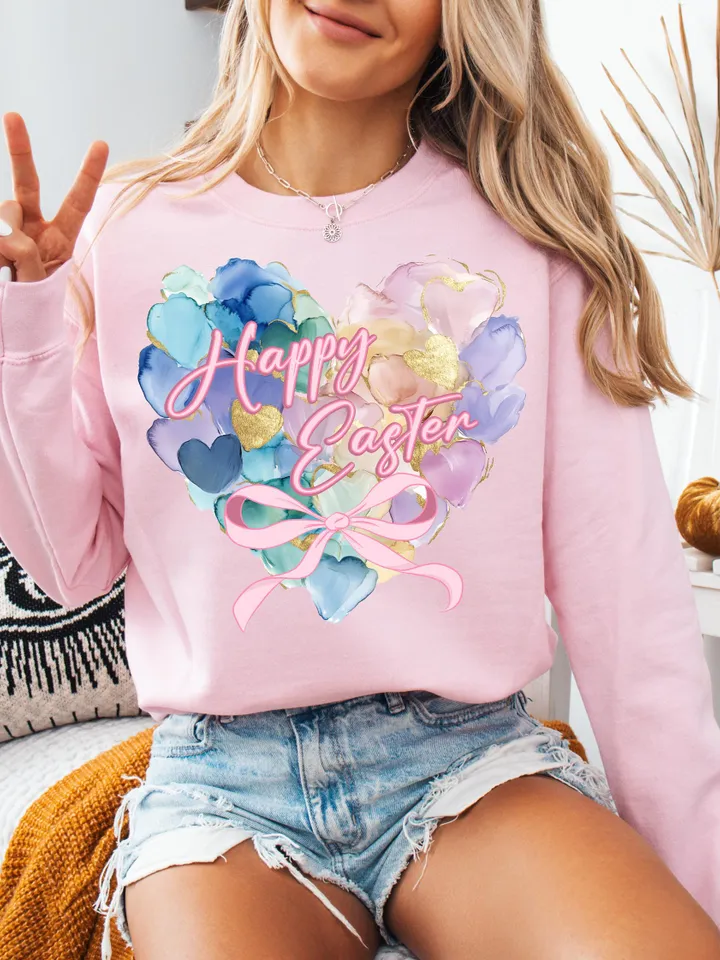 Easter Day Heart Brushstroke png,Easter png, Happy Easter Png, coquette easter png, bow png designs, Coquette Bunny Png Trendy Easter