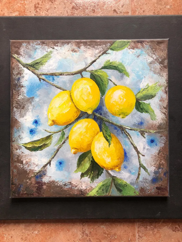 Lemons Oil Painting Fruits Original Wall Art Kitchen Still life Food Paintings