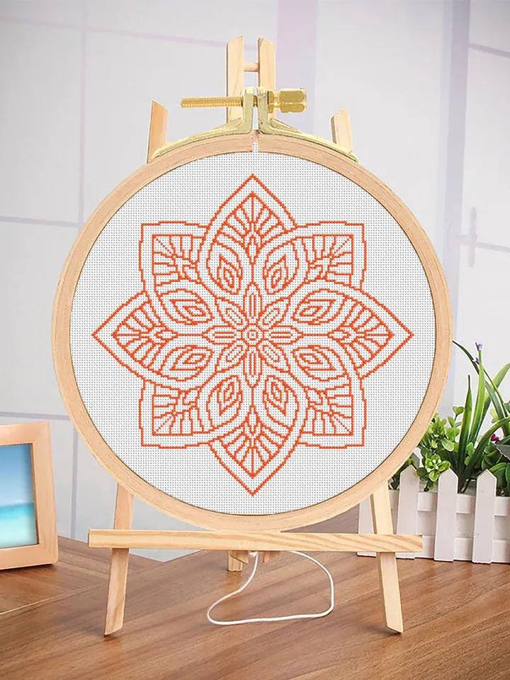 Mandala cross stitch pattern download PDF Floral ornament cross stitch chart, Monochrome cross stitch, Easy mandala ornament embroidery #M28