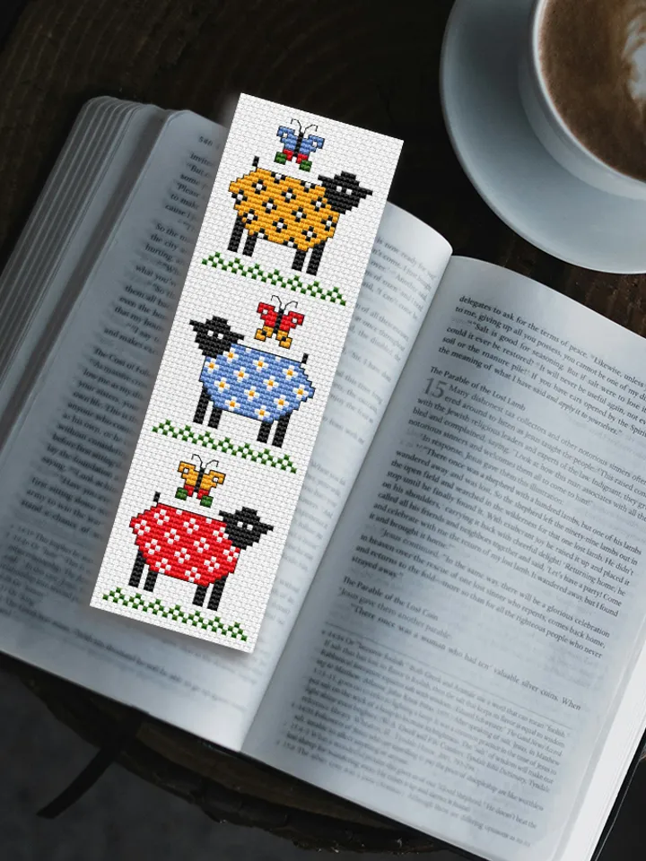 Cross stitch bookmark pattern Sheeps
