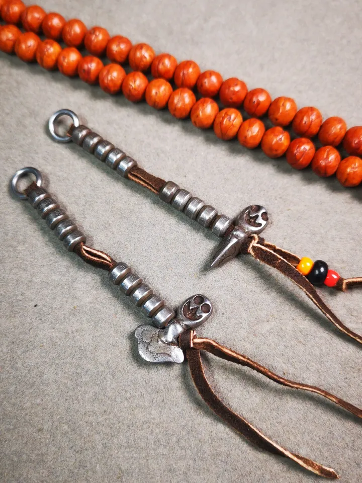 Gandhanra Handmade Tibetan Buddhist Mala Counters,Prayer Bead Counters,with Kartika and Kila Pendant,Made of Cold Iron