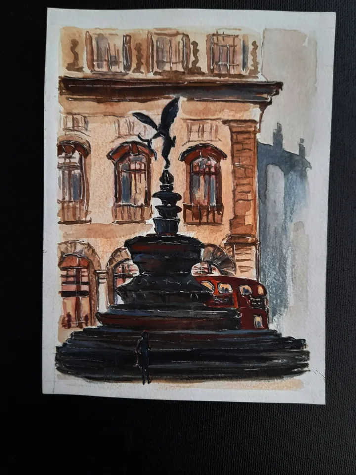 Watercolor paintings Saxon spirit set of 3 pieces. Series British sketches 5,3 х 7,3 inches