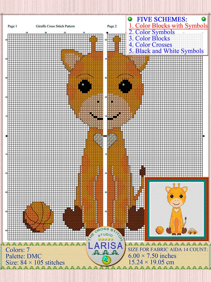 Giraffe Cross Stitch Pattern | Darling Baby Giraffe Pattern