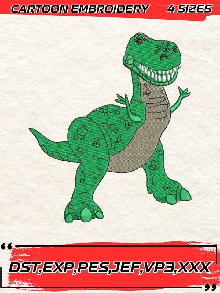 Rex Toy Story Cartoon Embroidery Design,Toy Story Embroidery Design,Machine Embroidery Design File,4 Sizes, Digital Download