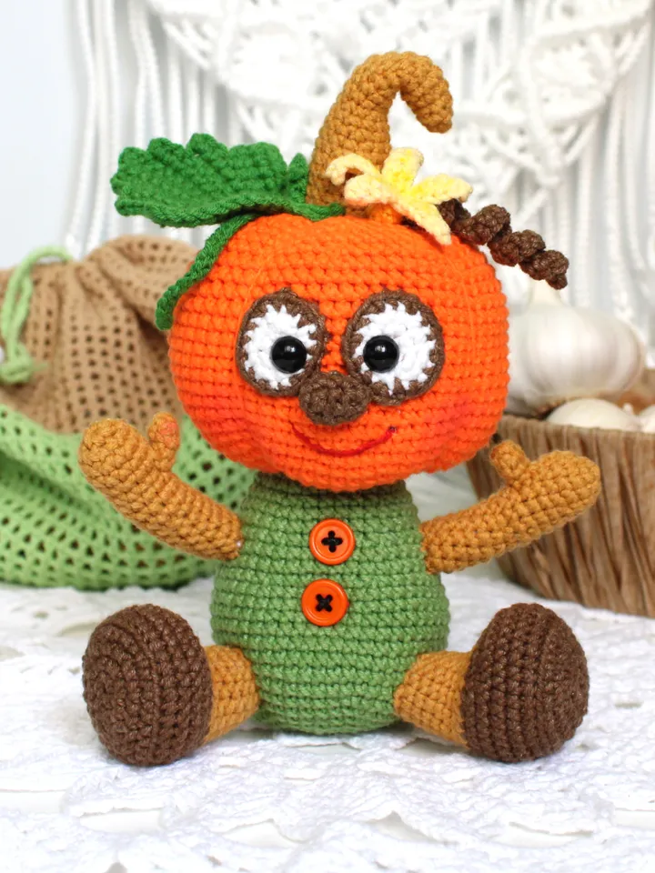Pumpkin Man Crochet Pattern PDF in English Halloween decor Amigurumi Pumpkin
