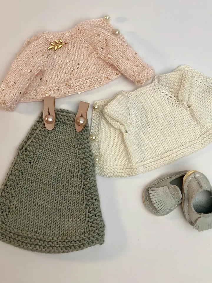 Paola Reina Doll 5 ITEMS Set: Exclusive Handmade Outfit - Sundress, Sweater, T-short, Moccasins