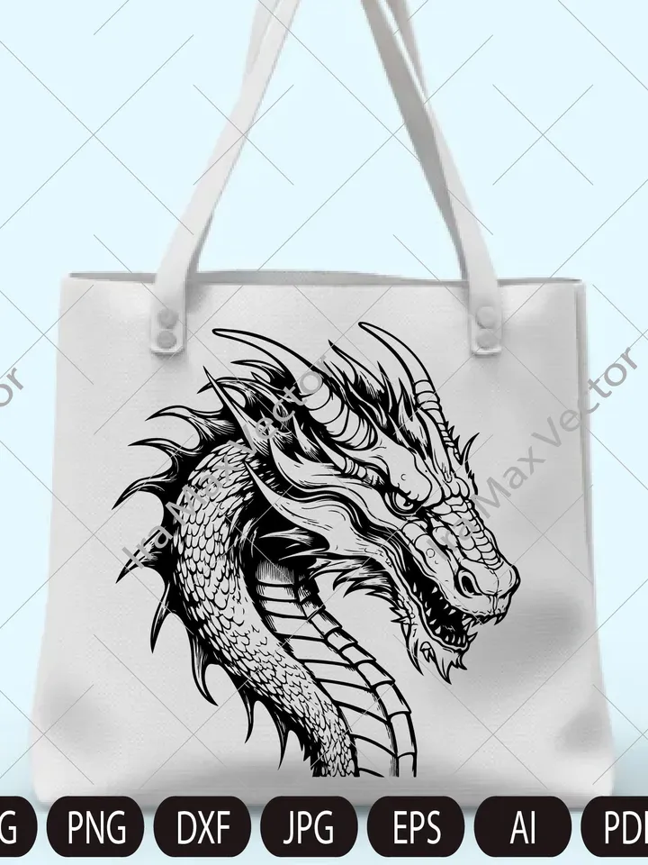 Dragon portrait svg, Dragon head svg, Dragon face svg, Dragon detailed, Dragon vector, instant digital download