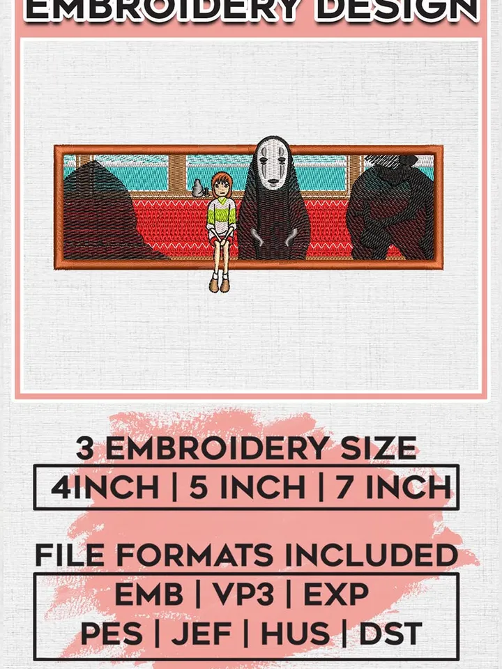 Chihiro And Kaonashi Embroidery Files, Spirited Away, Anime Inspired Embroidery Design, Machine Embroidery Design EMB_ANIME_236
