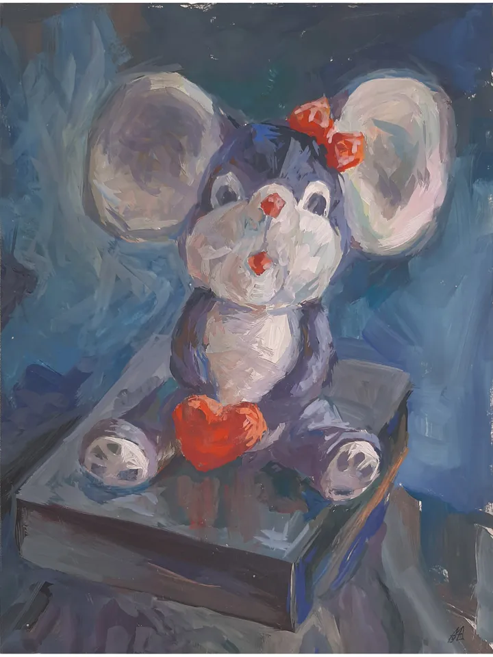 Little Mouse Painting 12x9" ORIGINAL ART Gouache Impressionist Fine Art Signed by artist Marina Chuchko