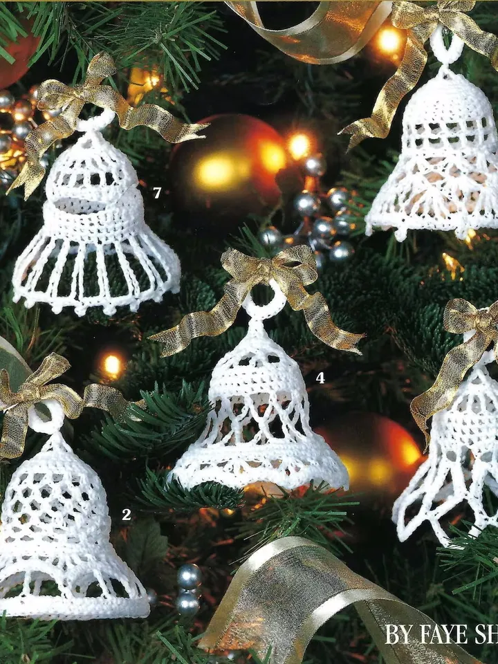 Christmas Bells Ornaments Vintage Crochet Pattern PDF Christmas Tree Toys Crochet