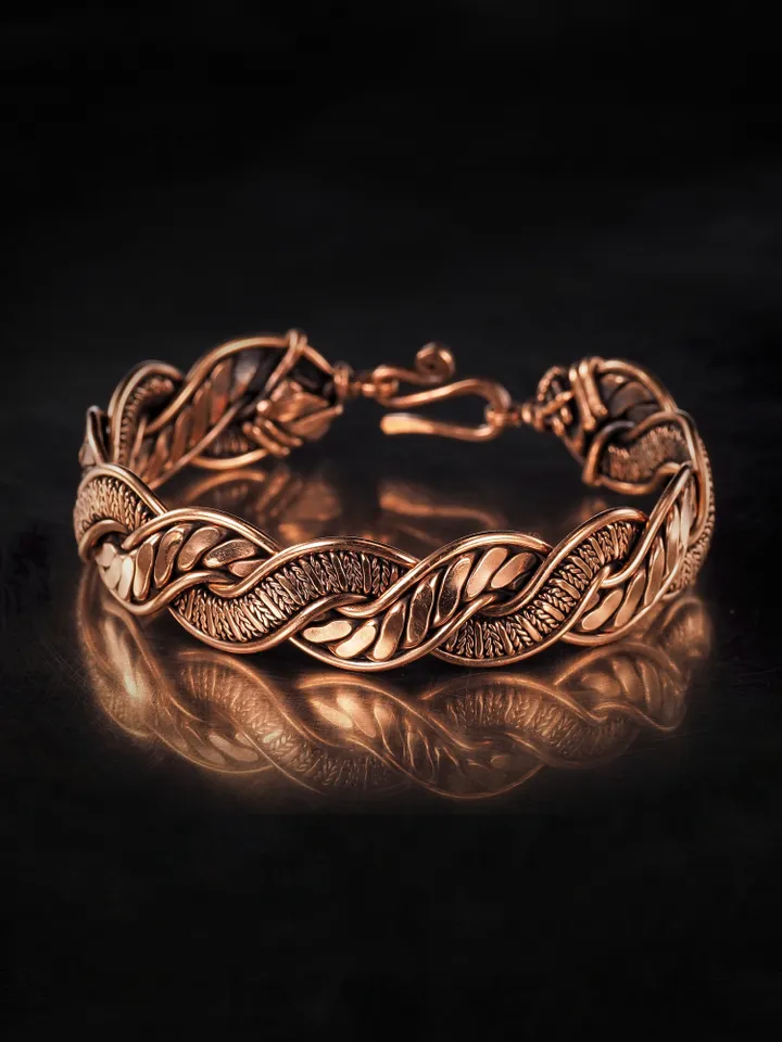 Woven copper wire bracelet Antique style handcrafted copper jewelry Unique gift