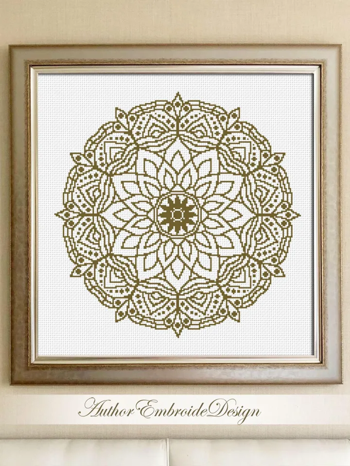 Mandala cross stitch pattern PDF download Monochrome cross stitch chart, Mandala pattern digital PDF, Mandala ornament, DIY Home decor #M267