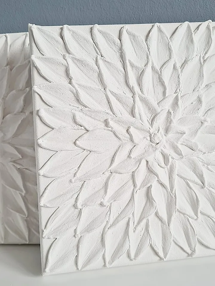 White Textured Wall Art, Set of 2 Art, Modern Wall Art Set, Abstract Canvas Art