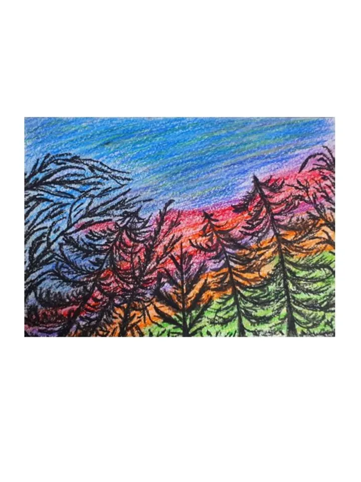 Original Art Aurora Borealis Painting, Landscape North Nature Painting, Pastel Art
