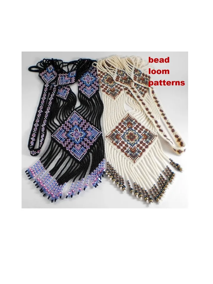 Bead loom patterns, Gerdan-Split-Loom Necklace, Beaded Sautoirs, Beading Loom only Pattern, Instant Download, PDF