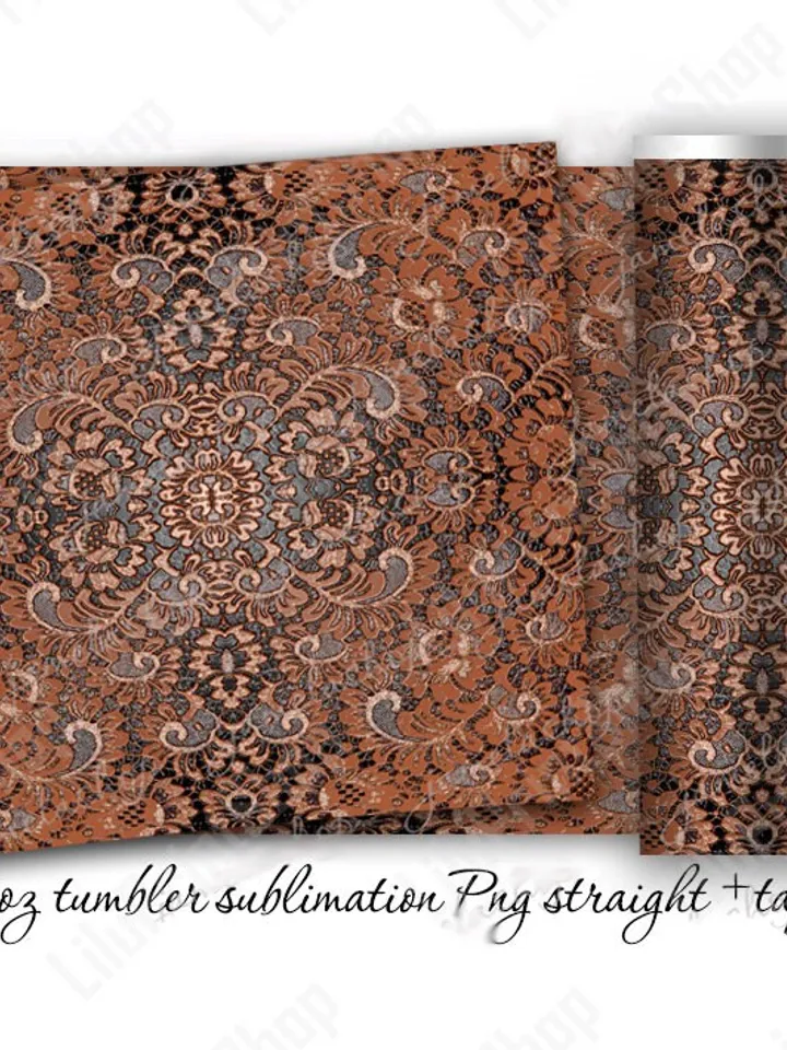 Tooled leather tumbler sublimation designs for 20oz skinny straight & tapered tumbler Lace tumbler wrap PNG Instant download