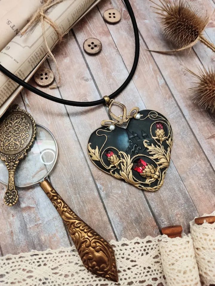 Necklace with Thistle, Rococo necklace, renaissance jewejry, Thistle Scotland