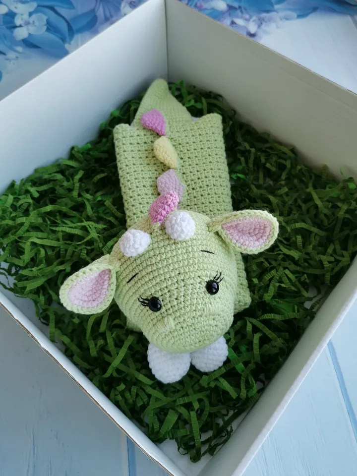 Baby Cotton Crocheted Comforter dinosaur, Crocheted dinosaur Toy