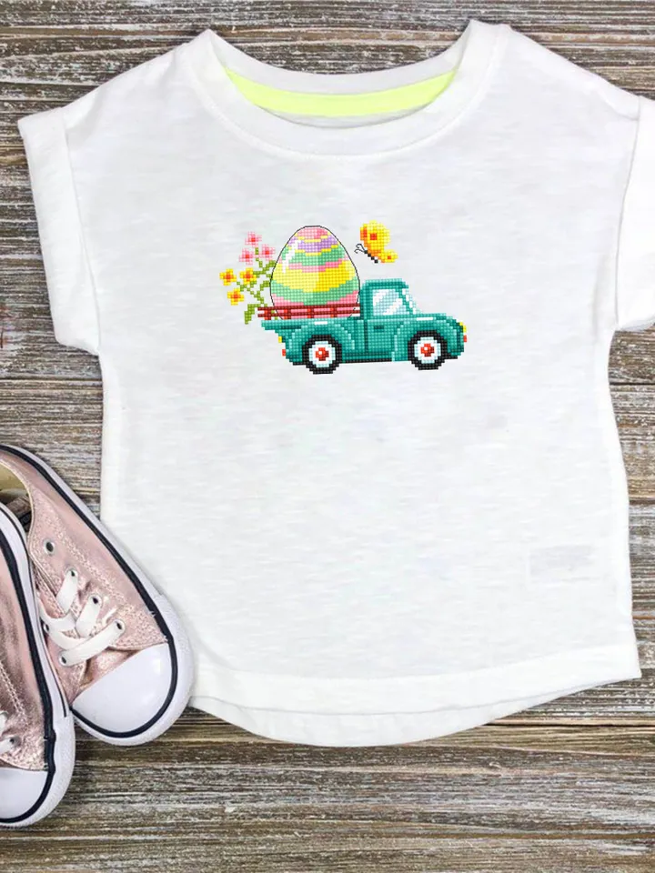 Easter truck cross stitch pattern PDF download Easter egg cross stitch chart, Easter digital pattern PDF for beginner, Farmhouse truck #T28