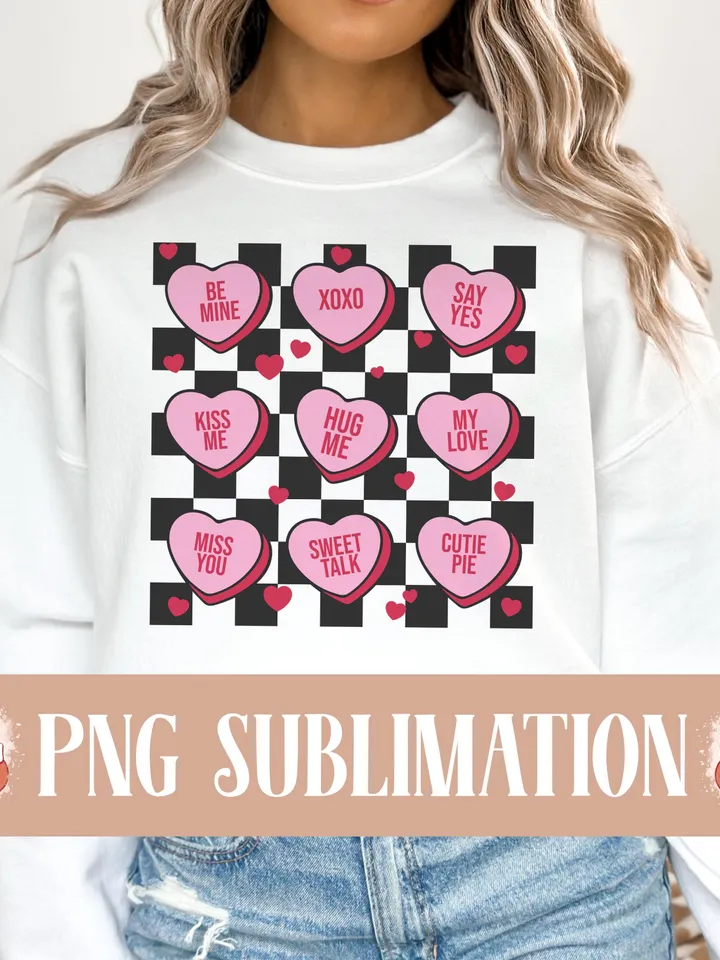 Valentines Conversation Hearts PNG, Valentines Candy Heart png, Valentines png, Love png, Candy Heart png, Valentines Sublimation, Retro png