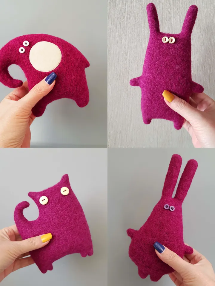 Hot pink Elephant Sewing Pattern PDF, digital tutorial in English, stuffed animal diy