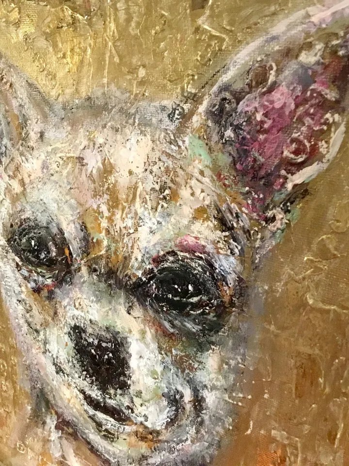 Chihuahua painting on canvas board,original acrylic mix media artwork,funny animals painting,gift for chihuahua lovers