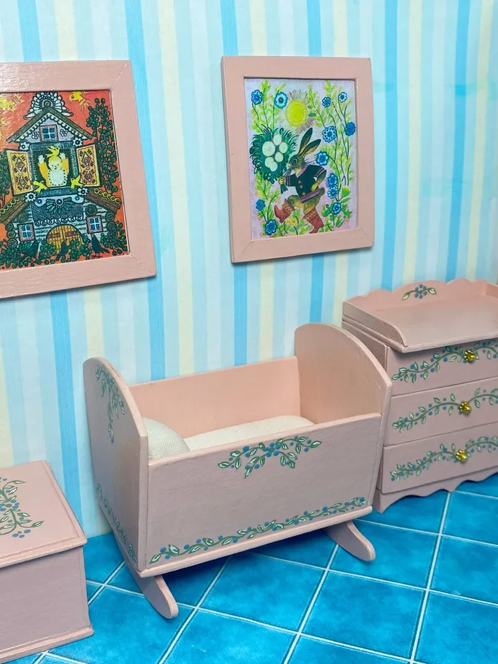 Doll furniture for a children's room. miniature dollhouse. 1:12.