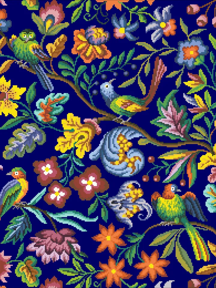 Antique Cross Stitch Pattern Bird on a Branch Counted Digital Download PDF